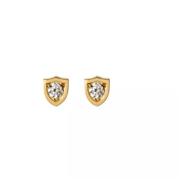 Burberry Gold Shield Stud unisex authentic Earrings